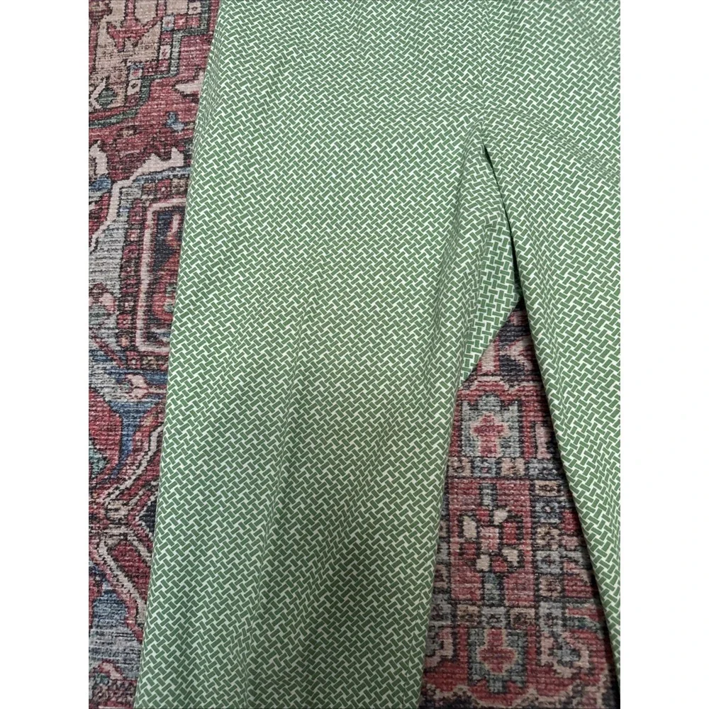 Talbots Heritage‎ Cropped Pants Women's Size 12 Green White Pattern Lattice - Picture 2 of 9